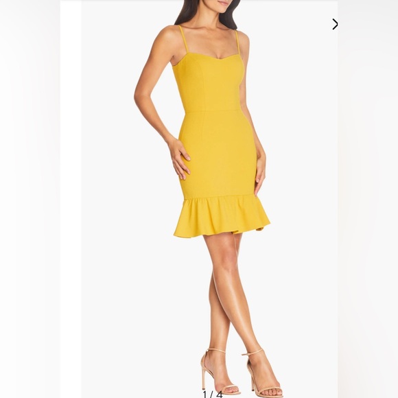 Dress The Population Mira Minidress Yellow  Marigold Small - Picture 1 of 15